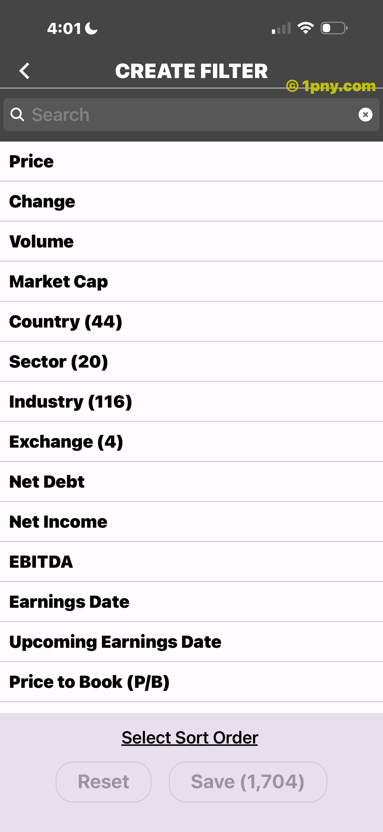 Penny Gems screener criteria list