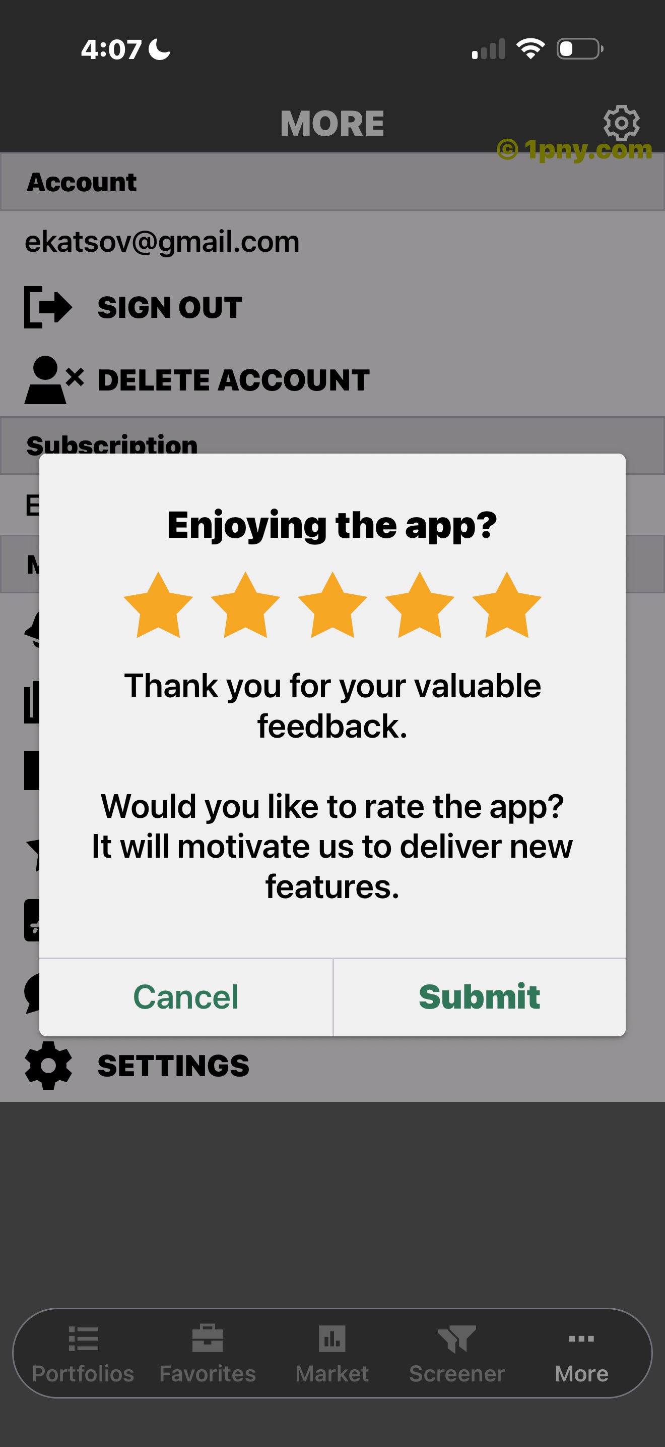 Penny Gems app rating prompt